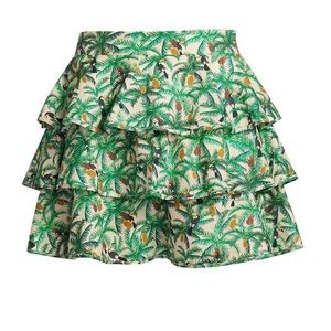 FARM Rio Green Tropical Print Mini Skirt